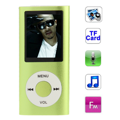 1.8 inch TFT Screen Metal MP4 Player with TF Card Slot, Support Recorder, FM Radio, E-Book and Calendar (Green) - Click Image to Close